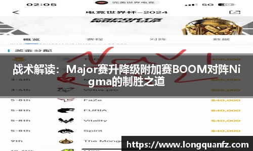 战术解读：Major赛升降级附加赛BOOM对阵Nigma的制胜之道